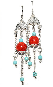 Kolczyki Milla Koral i ma�e turkusy 04